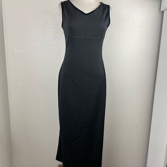 NWOT Lapis Los Angeles Black Stretch Maxi Dress Size M - Picture 1 of 9